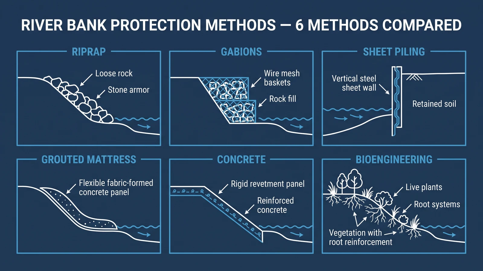 River Bank Erosion Protection: 6 Methods Compared